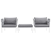 Harmony 3 Piece Outdoor Patio Aluminum Sectional Sofa Set - White Gray - MOD3565