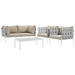 Harmony 5  Piece Outdoor Patio Aluminum Sectional Sofa Set - White Beige - MOD3584