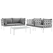 Harmony 5  Piece Outdoor Patio Aluminum Sectional Sofa Set - White Gray - MOD3585