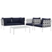 Harmony 5  Piece Outdoor Patio Aluminum Sectional Sofa Set - White Navy - MOD3586