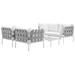 Harmony 5  Piece Outdoor Patio Aluminum Sectional Sofa Set - White White - MOD3587