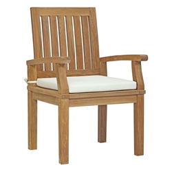 Marina Outdoor Patio Teak Dining Chair - Natural White Style B 