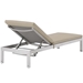 Shore 3 Piece Outdoor Patio Aluminum Chaise with Cushions - Silver Beige - MOD3752