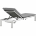 Shore 3 Piece Outdoor Patio Aluminum Chaise with Cushions - Silver Gray - MOD3753