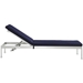 Shore Chaise with Cushions Outdoor Patio Aluminum Set of 2 - Silver Navy - MOD3762