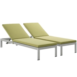 Shore Chaise with Cushions Outdoor Patio Aluminum Set of 2 - Silver Peridot 