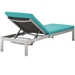 Shore Chaise with Cushions Outdoor Patio Aluminum Set of 2 - Silver Turquoise - MOD3765