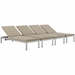 Shore Chaise with Cushions Outdoor Patio Aluminum Set of 4 - Silver Beige - MOD3766