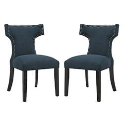 Curve Dining Side Chair Fabric Set of 2 - Azure 