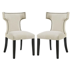 Curve Dining Side Chair Fabric Set of 2 - Beige 
