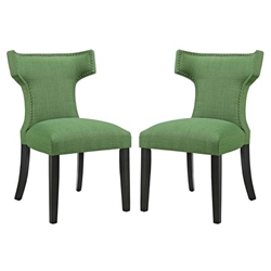 Curve Dining Side Chair Fabric Set of 2 - Kelly Green 