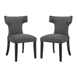 Curve Dining Side Chair Fabric Set of 2 - Gray 