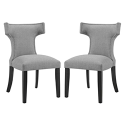Curve Dining Side Chair Fabric Set of 2 - Light Gray 