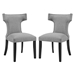 Curve Dining Side Chair Fabric Set of 2 - Light Gray - MOD3789