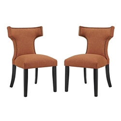 Curve Dining Side Chair Fabric Set of 2 - Orange 