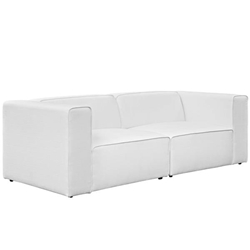 Mingle 2 Piece Upholstered Fabric Sectional Sofa Set - White 