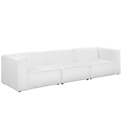 Mingle 3 Piece Upholstered Fabric Sectional Sofa Set - White 