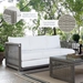 Aura Outdoor Patio Wicker Rattan Sofa - Gray White - MOD4084