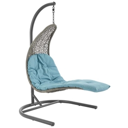 Landscape Hanging Chaise Lounge Outdoor Patio Swing Chair - Light Gray Turquoise 