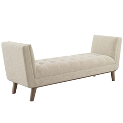 Haven Tufted Button Upholstered Fabric Accent Bench - Beige 