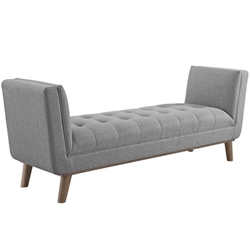 Haven Tufted Button Upholstered Fabric Accent Bench - Light Gray 