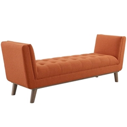 Haven Tufted Button Upholstered Fabric Accent Bench - Orange 