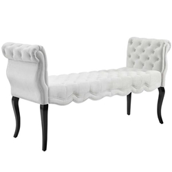 Adelia Chesterfield Style Button Tufted Performance Velvet Bench - White 