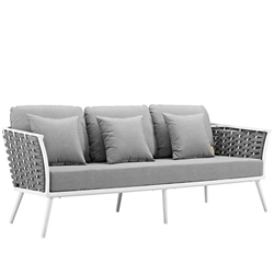 Stance Outdoor Patio Aluminum Sofa - White Gray 