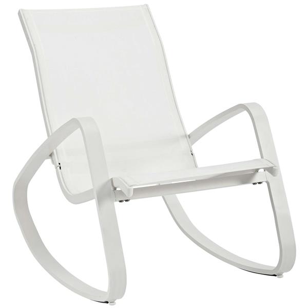 Traveler Rocking Outdoor Patio Mesh Sling Lounge Chair - White White 
