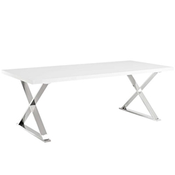 Sector Dining Table - White Silver 