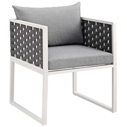 Stance Outdoor Patio Aluminum Dining Armchair - White Gray 