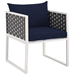 Stance Outdoor Patio Aluminum Dining Armchair - White Navy - MOD4353