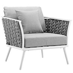 Stance Outdoor Patio Aluminum Armchair - White Gray 