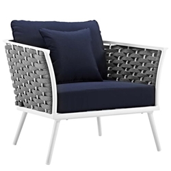 Stance Outdoor Patio Aluminum Armchair - White Navy 
