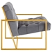 Bequest Gold Stainless Steel Performance Velvet Accent Chair - Gray - MOD4409