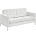 Loft 2 Piece Leather Loveseat and Armchair Set - Cream White - MOD4448