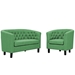 Prospect 2 Piece Upholstered Fabric Loveseat and Armchair Set - Green - MOD4498