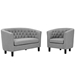 Prospect 2 Piece Upholstered Fabric Loveseat and Armchair Set - Light Gray - MOD4501