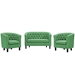 Prospect 3 Piece Upholstered Fabric Loveseat and Armchair Set - Green - MOD4508