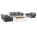 Stance 7 Piece Outdoor Patio Aluminum Sectional Sofa Set - White Gray - MOD4547