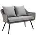 Endeavor 4 Piece Outdoor Patio Wicker Rattan Loveseat Armchair and Coffee Table Set - Gray Gray - MOD4578