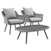 Endeavor 3 Piece Outdoor Patio Wicker Rattan Armchair and Coffee Table Set - Gray Gray - MOD4580