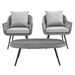Endeavor 3 Piece Outdoor Patio Wicker Rattan Armchair and Coffee Table Set - Gray Gray - MOD4580