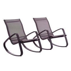Traveler Rocking Lounge Chair Outdoor Patio Mesh Sling Set of 2 - Black Black 