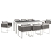 Stance 9 Piece Outdoor Patio Aluminum Dining Set - White Gray - MOD4590