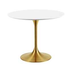 Lippa 36" Round Wood Dining Table - Gold White 