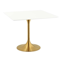 Lippa 36" Square Wood Top Dining Table - Gold White 