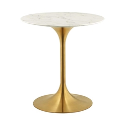 Lippa 28" Round Artificial Marble Dining Table - Gold White 