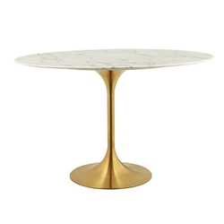 Lippa 48" Oval Artificial Marble Dining Table - Gold White 