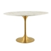 Lippa 48" Oval Artificial Marble Dining Table - Gold White - MOD4629